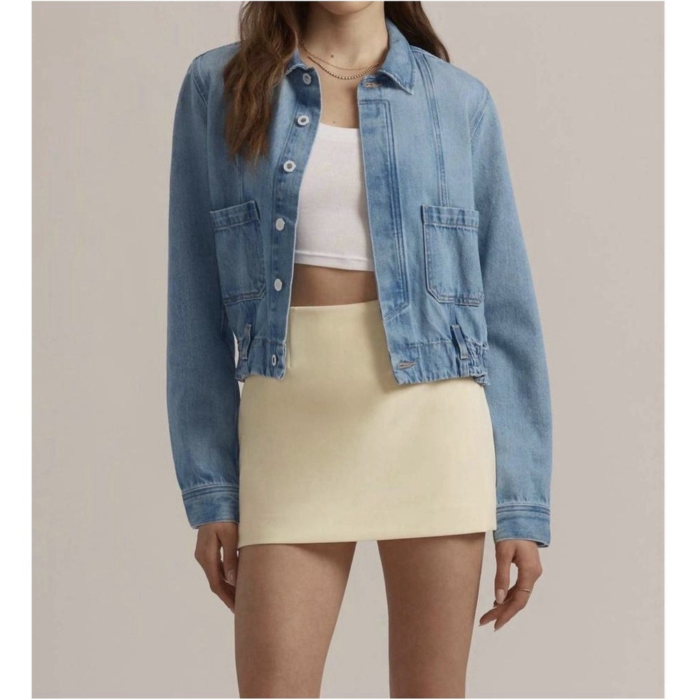 FAVORITE DAUGHTER Juliet Denim Shirt Jacket in Killington.Cropped Utility XS NWT